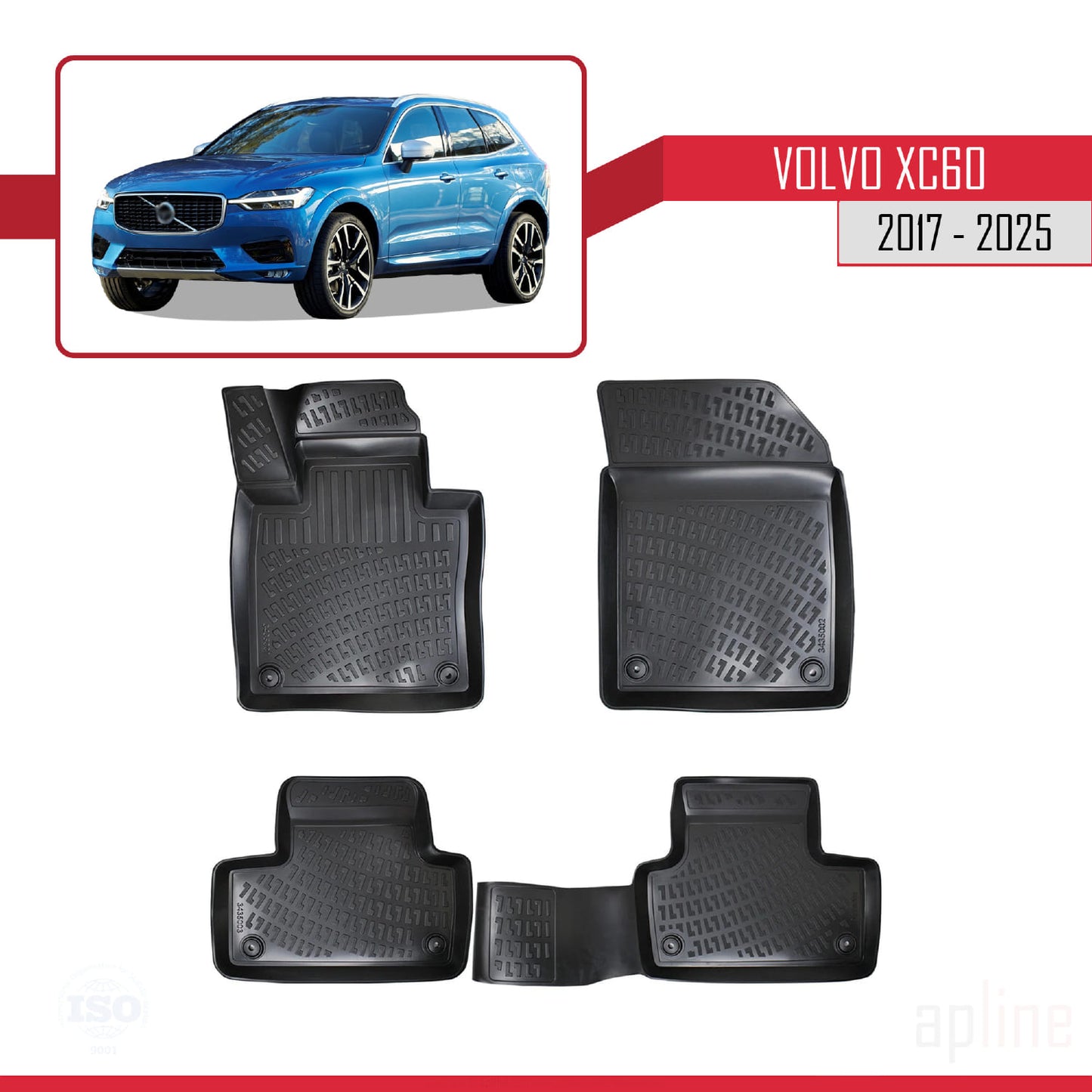 Kompatibel mit Volvo XC60 II 2017-2025 4D Gummimatten Schwarz