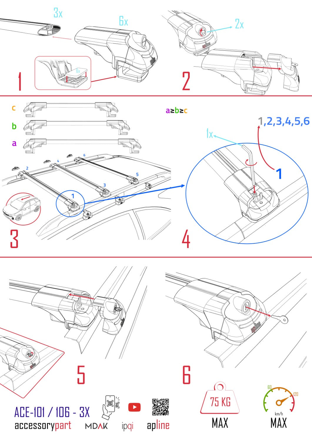 Kompatibel mit Citroen Berlingo 2 (B9) 2008-2018 ACE-1 Dachgepäckträger, Reling, Gepäckträger, schwarzes Aluminium, 3 Stangen