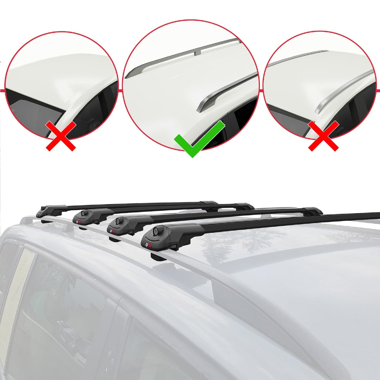 Compatible avec Volkswagen Caddy 3 (2K) 2011-2015 ACE-1 Barres de Toit Railing Porte-Bagages de Voiture Noir Aluminium 4 Barres