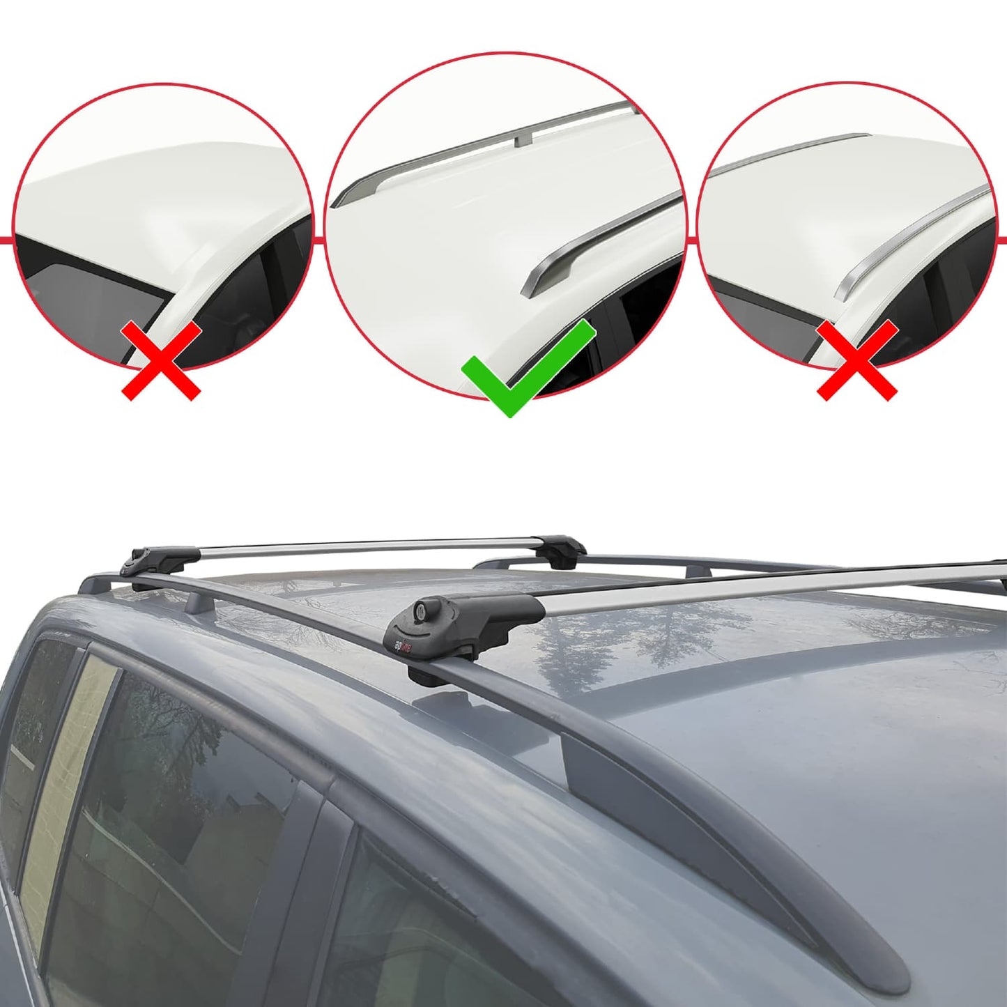 Compatible avec Kia Carnival 2 (VQ) 2006-2014 ACE-1 Barres de Toit Railing Porte-Bagages de Voiture Gris Aluminium 2 Barres