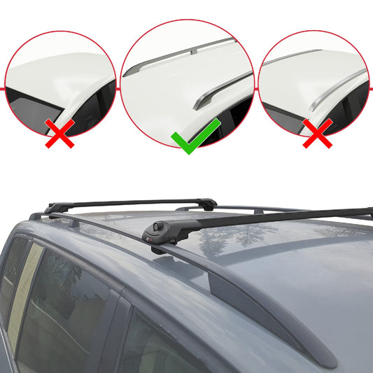 Compatible avec Volkswagen Golf Sportvan 2014-2017 ACE-1 Barres de Toit Railing Porte-Bagages de Voiture Noir Aluminium 2 Barres