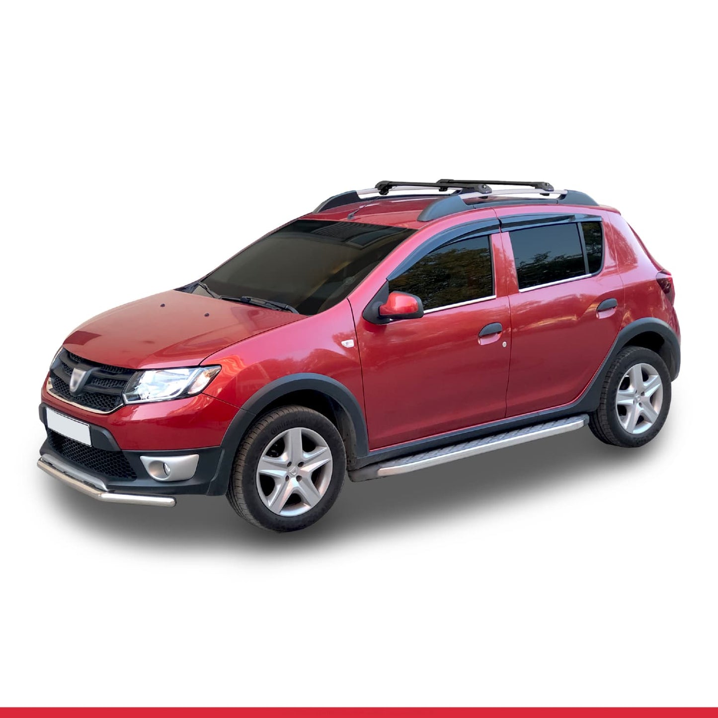Kompatibel mit Dacia Sandero Stepway 2 2012-2020 ACE-1 Dachgepäckträger, Reling, Gepäckträger, schwarzes Aluminium, 2 Stangen