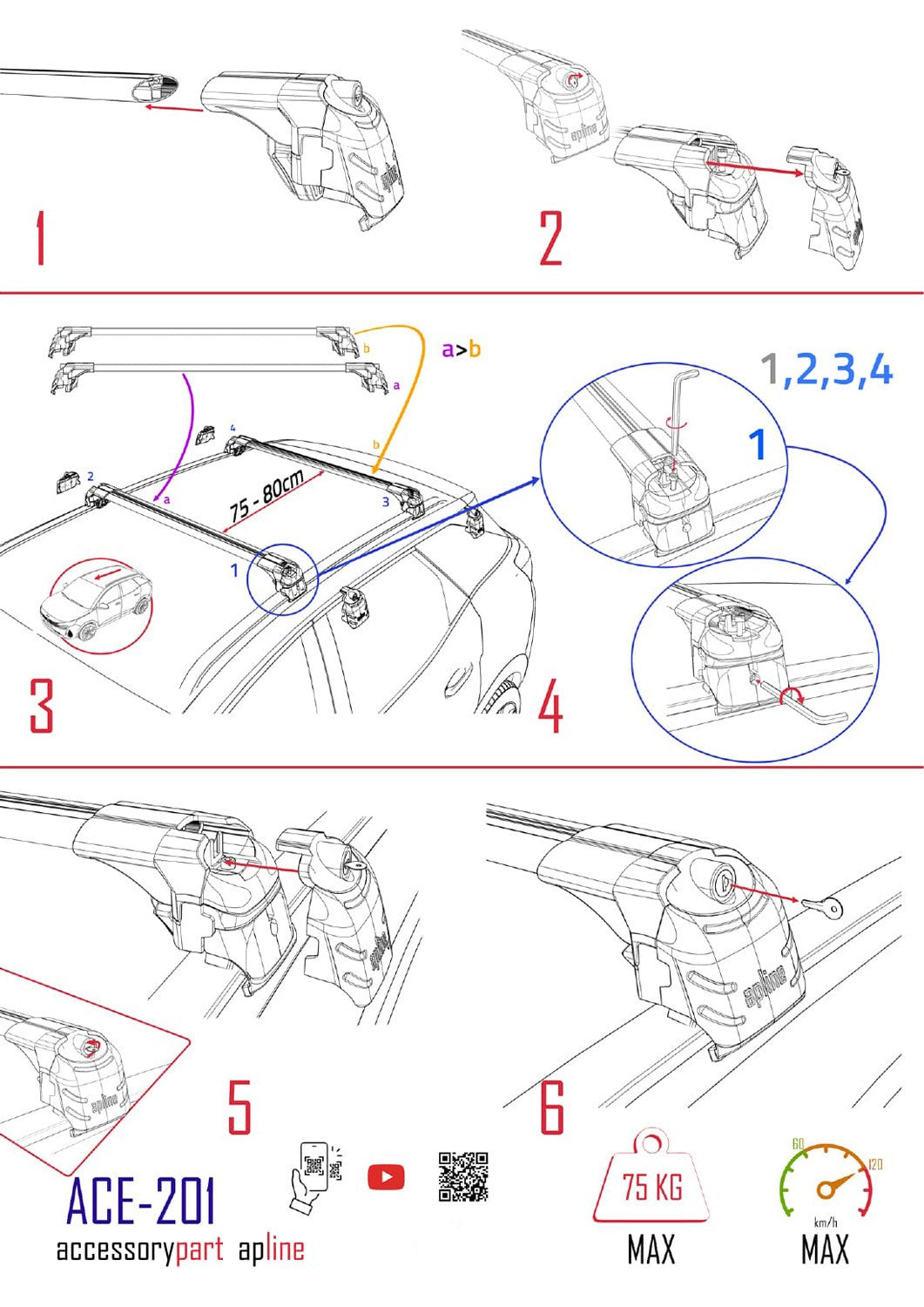 Kompatibel mit BMW X2 (F39) 2018-2023 ACE-2 Dachgepäckträger, Reling, Gepäckträger, graues Aluminium, 2 Stangen