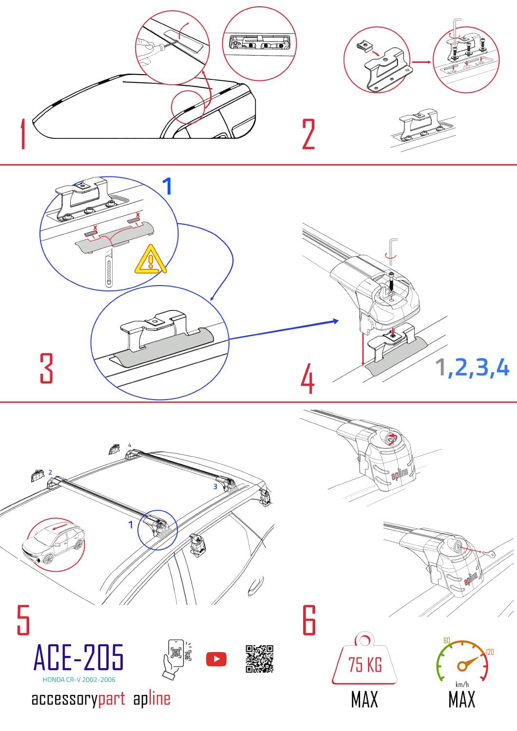Kompatibel mit Honda CR-V 2 2002-2006 ACE-2 Relingträger Dachträger Auto Gepäckträger Grau Aluminium 2 Stangen