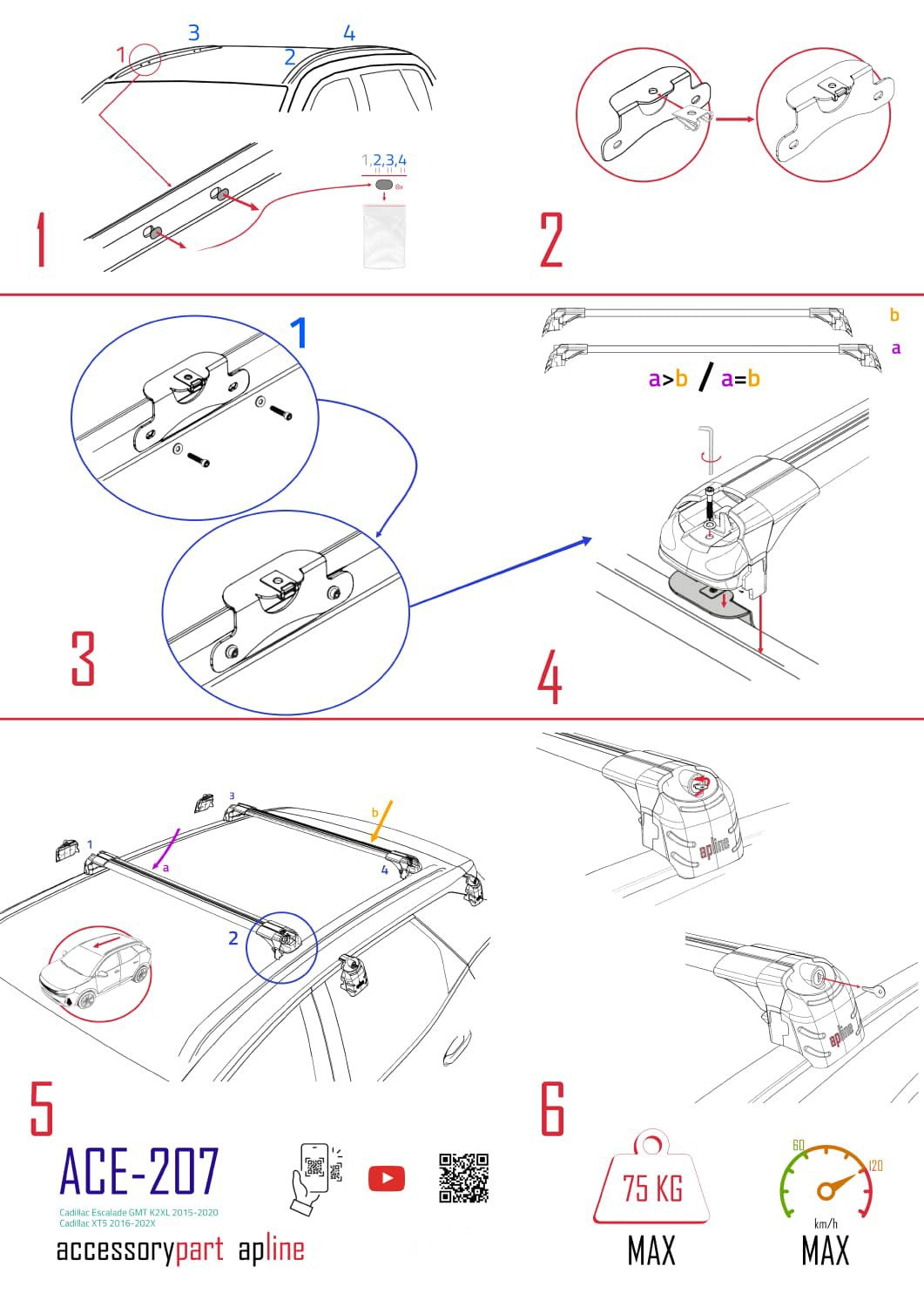 Compatible with Chevrolet Suburban 2015-2020 ACE-2 Car Roof Rack Cross Bar Black Aluminium 2 Bars