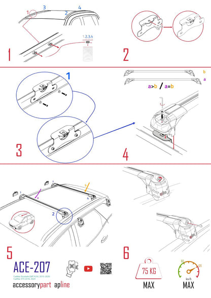 Kompatibel mit Chevrolet Tahoe 4 2015-2020 ACE-2 Dachgepäckträger, Reling, Gepäckträger, schwarzes Aluminium, 2 Stangen
