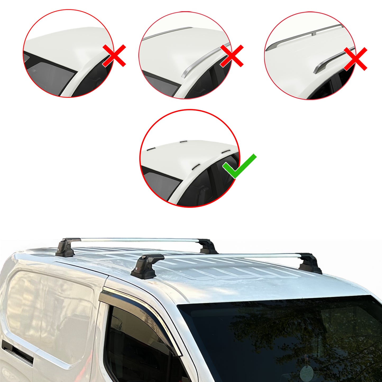 Kompatibel mit Fiat Qubo 2008-2017 ACE-3 Dachgepäckträger, Reling, Gepäckträger, graues Aluminium, 2 Stangen