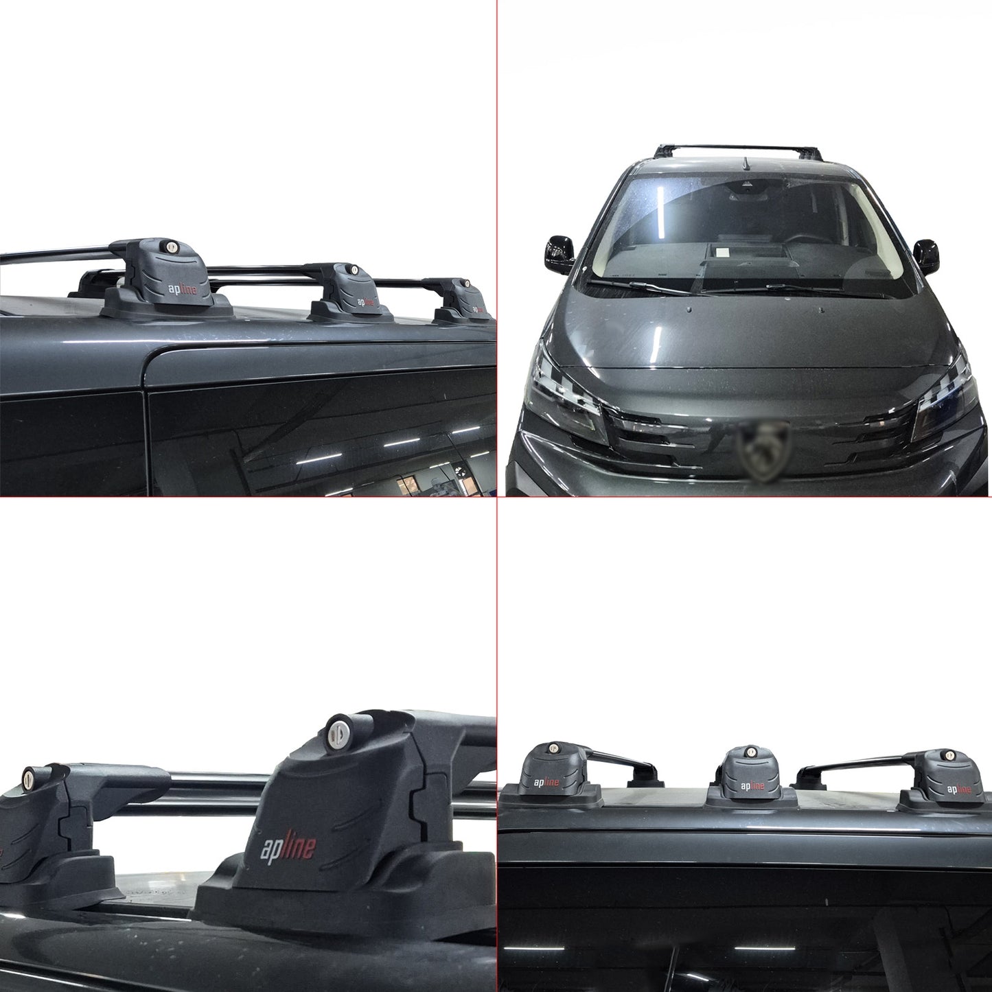 Compatible avec Peugeot Expert VAN 2017-2025 ACE-3 Barres de Toit Railing Porte-Bagages de Voiture Noir Aluminium 2 Barres