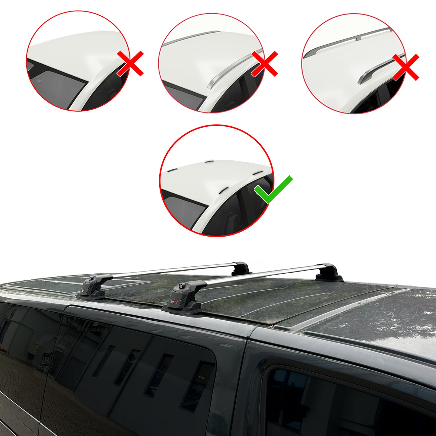 Compatible avec Ford Custom 2024-2025 ACE-3 Barres de Toit Railing Porte-Bagages de Voiture Gris Aluminium 2 Barres