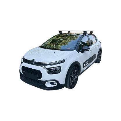 Kompatibel mit Citroen C3 III (SX/SY) 2016-2023 ACE-4 Dachgepäckträger, graues Aluminium, 2 Stangen
