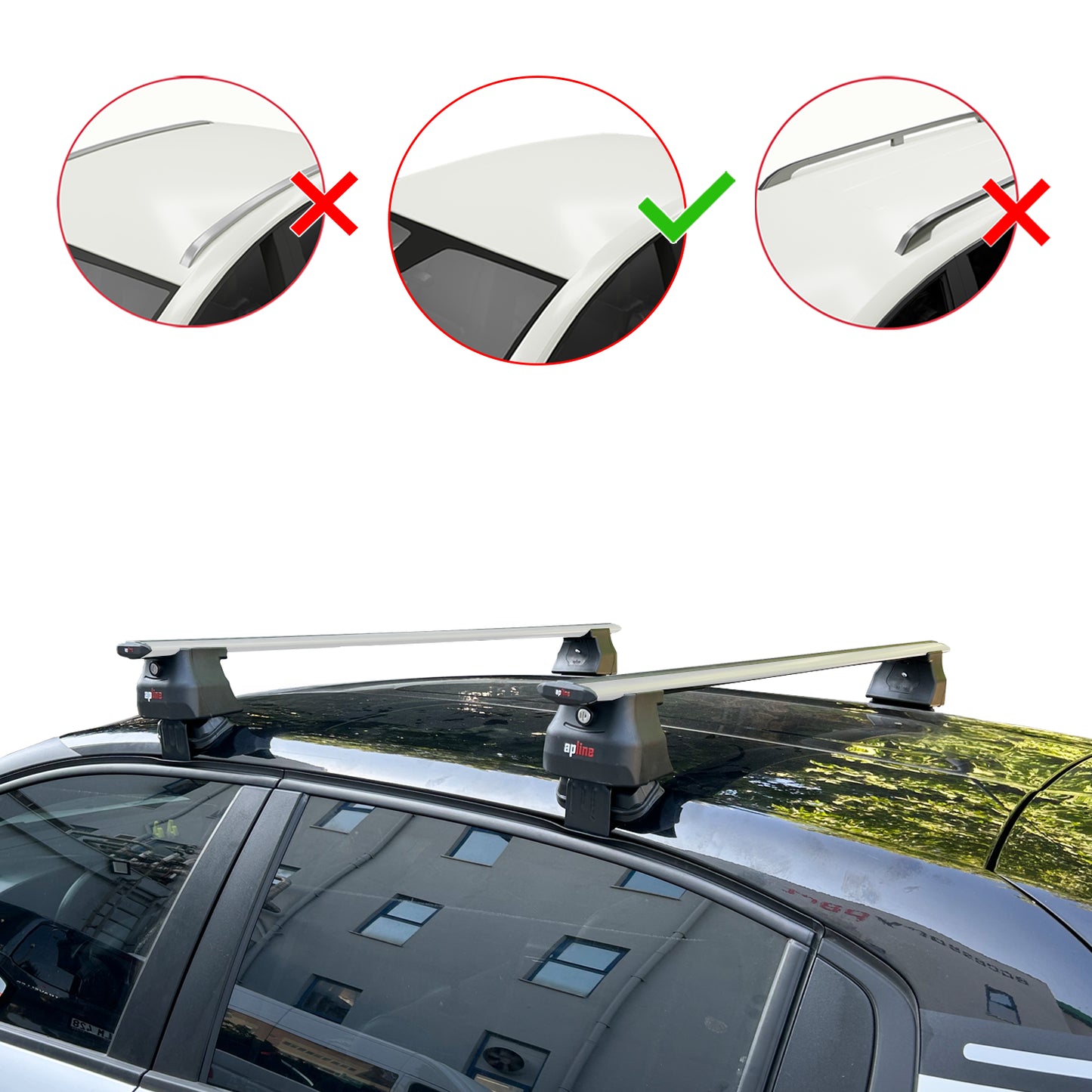 Kompatibel mit Citroen C3 III (SX/SY) 2016-2023 ACE-4 Dachgepäckträger, graues Aluminium, 2 Stangen