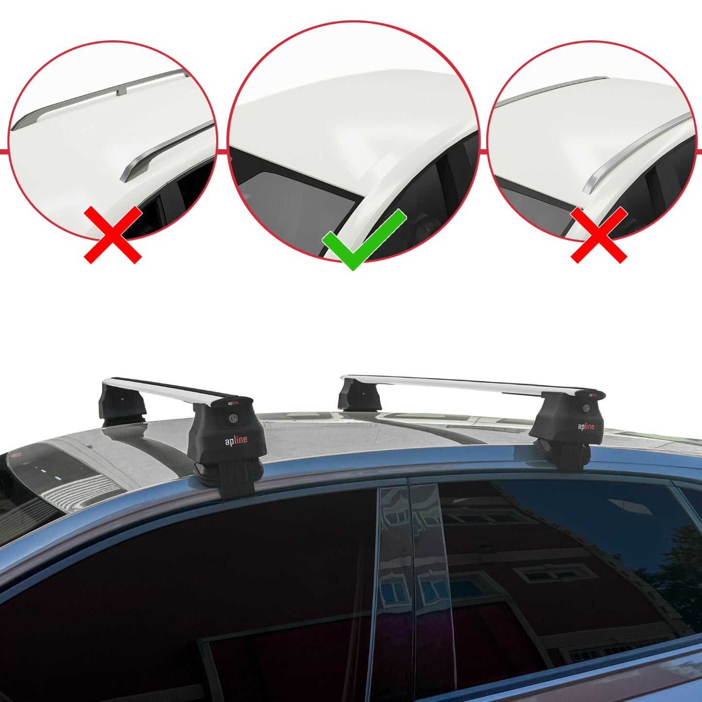 Compatible with Volkswagen Polo 6 (AW) 2018-2025 ACE-4 Car Roof Rack Cross Bar Grey Aluminium 2 Bars