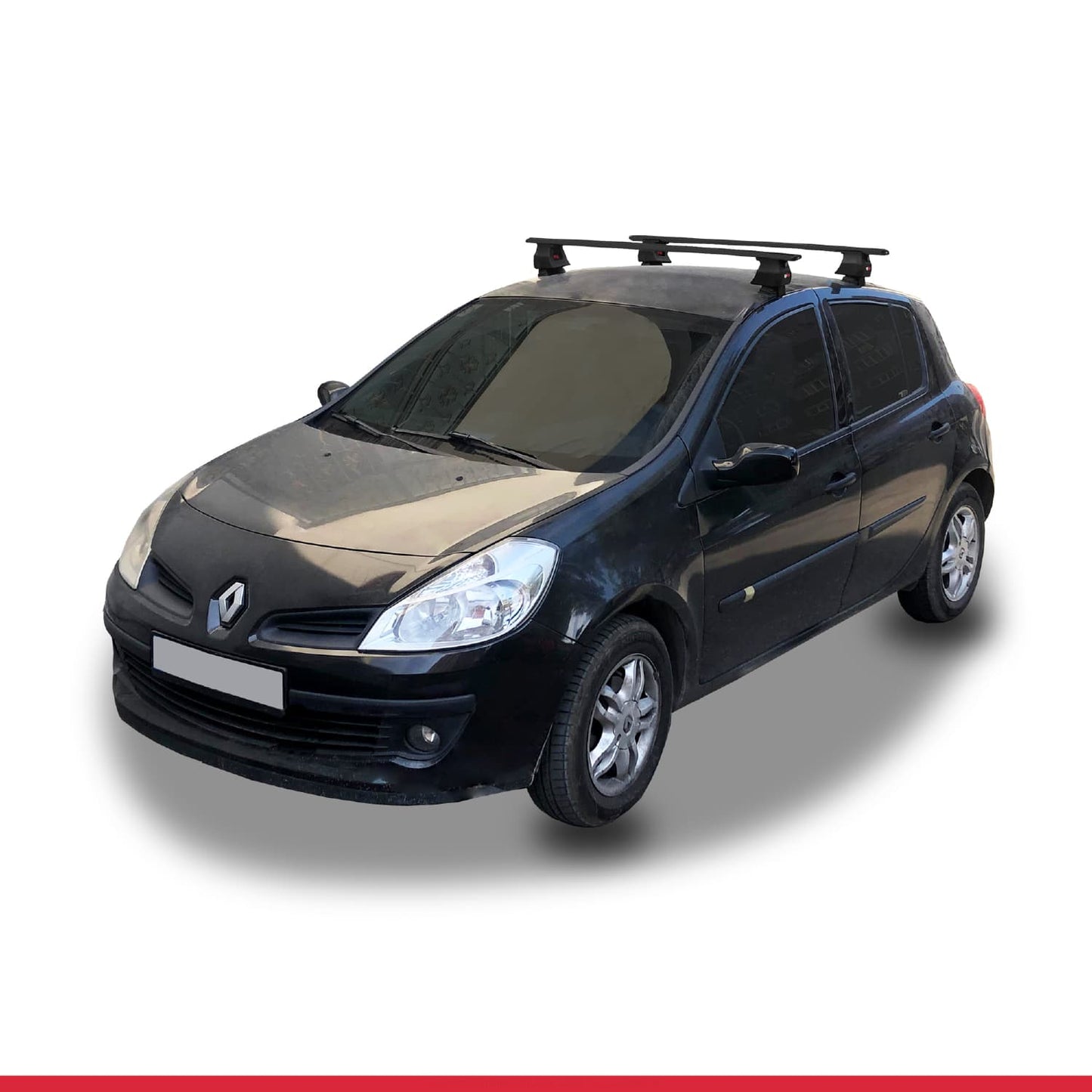 Compatible avec Renault Clio 3 2006-2012 ACE-4 Barres de Toit Railing Porte-Bagages de Voiture Noir Aluminium 2 Barres