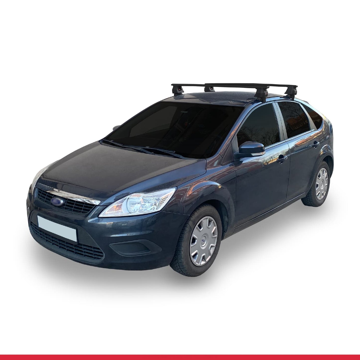 Kompatibel mit Ford Focus 2 (C307) HB 2005-2010 ACE-4 Dachgepäckträger, schwarzes Aluminium, 2 Stangen