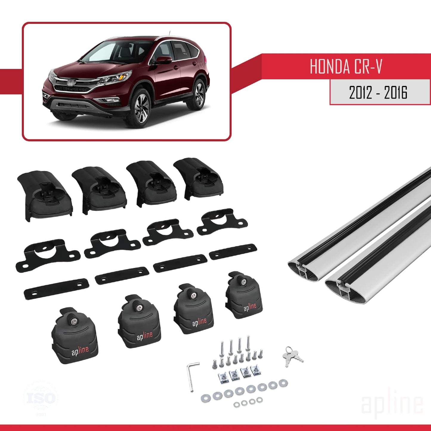 Compatible avec Honda CR-V 4 2012-2016 ACE-2 Barres de Toit Railing Porte-Bagages de Voiture Gris Aluminium 2 Barres