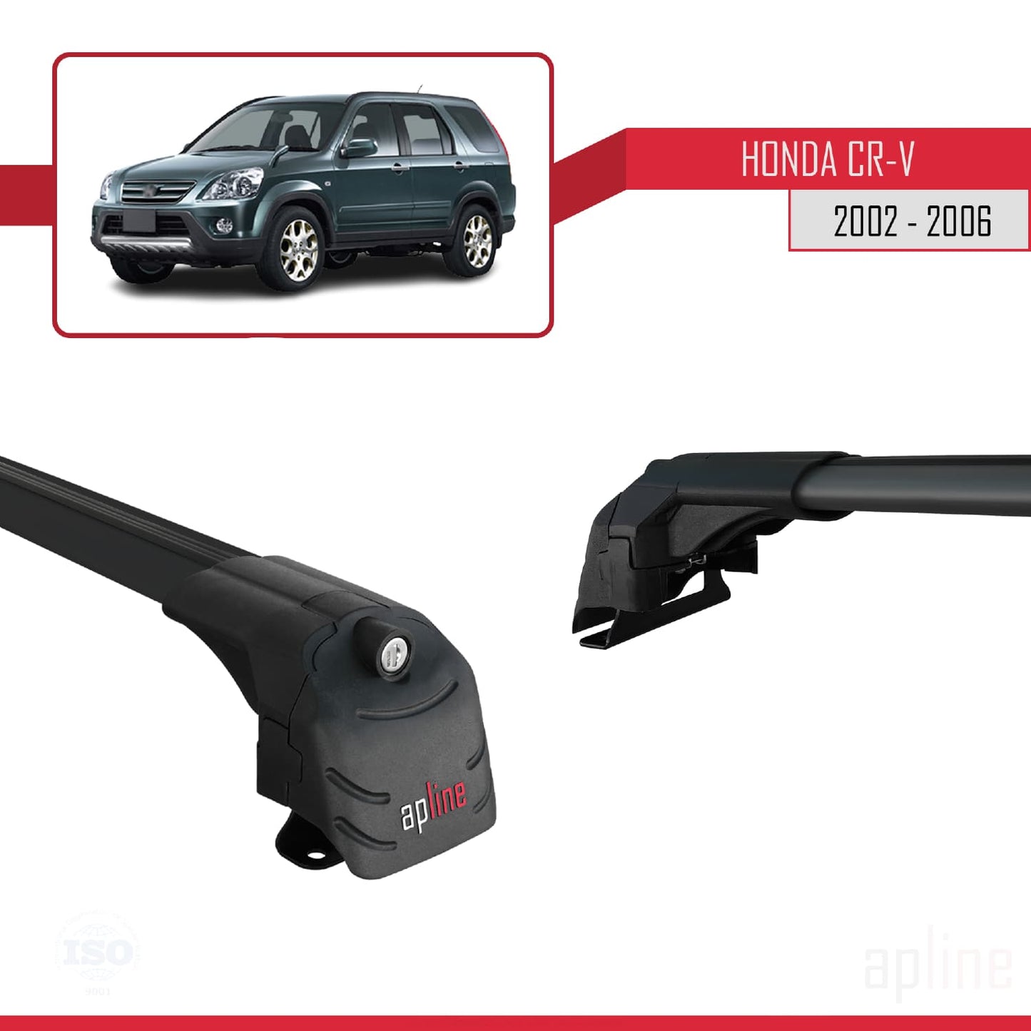Kompatibel mit Honda CR-V 2 2002-2006 ACE-2 Relingträger Dachträger Auto Gepäckträger Schwarz Aluminium 2 Stangen