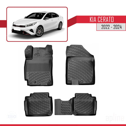 Compatible avec Kia Cerato 2022-2024 4D Tapis de Voiture Noir
