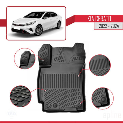 Compatible avec Kia Cerato 2022-2024 4D Tapis de Voiture Noir