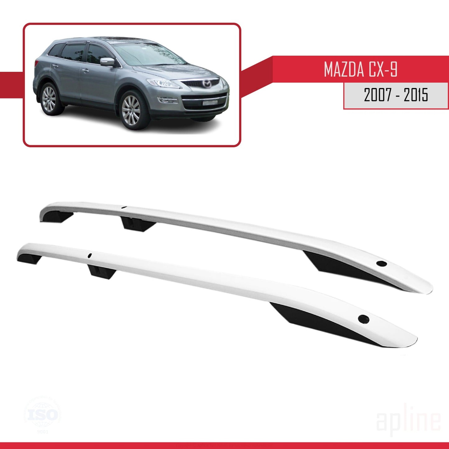 Compatible with Mazda CX-9 I (TB) 2007-2015 (Short Wheelbase L1/H1) Roof Rails Roof Rack Luggage Carrier Grey