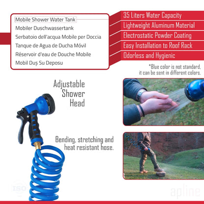 Tanker Douche solaire 35 litres Réservoir de douche pressurisable