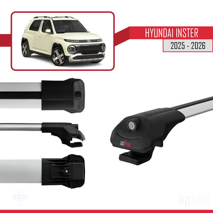 Compatible avec Hyundai Inster 2025-2026 ACE-1 Barres de Toit Railing Porte-Bagages de Voiture Gris Aluminium 2 Barres