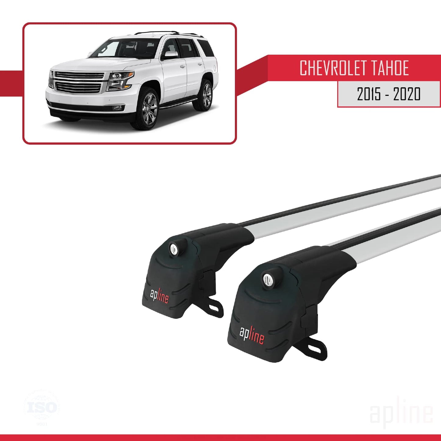 Compatible with Chevrolet Tahoe 4 2015-2020 ACE-2 Car Roof Rack Cross Bar Grey Aluminium 2 Bars