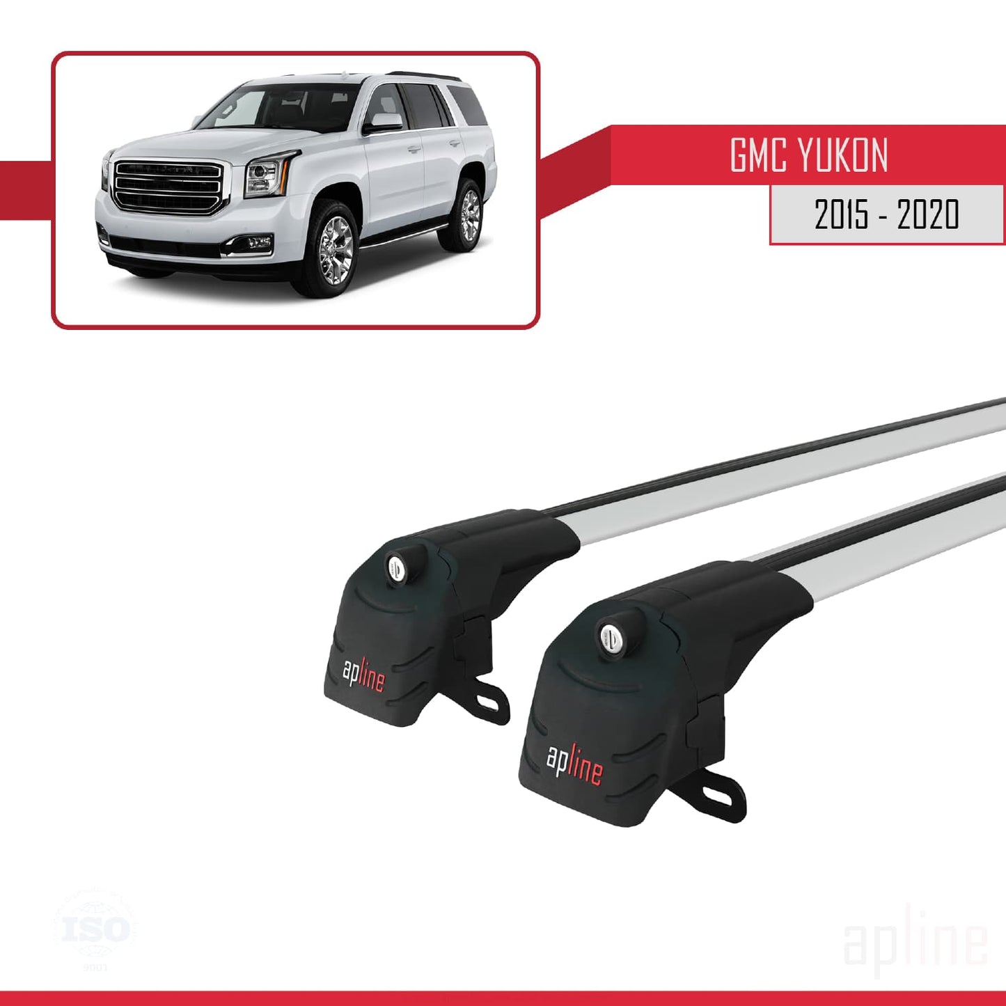 Compatible with GMC Yukon 2015-2020 ACE-2 Car Roof Rack Cross Bar Grey Aluminium 2 Bars