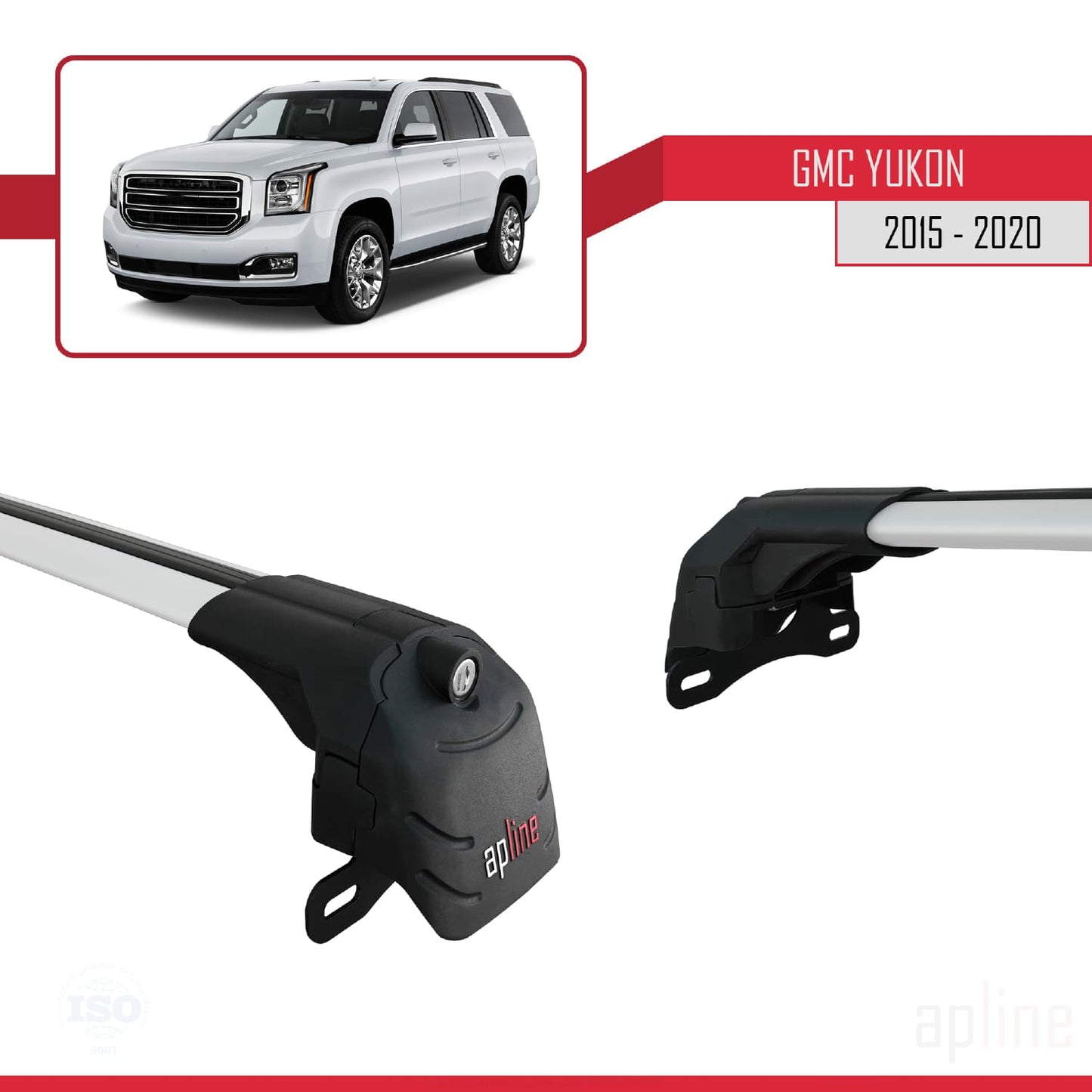 Compatible with GMC Yukon 2015-2020 ACE-2 Car Roof Rack Cross Bar Grey Aluminium 2 Bars