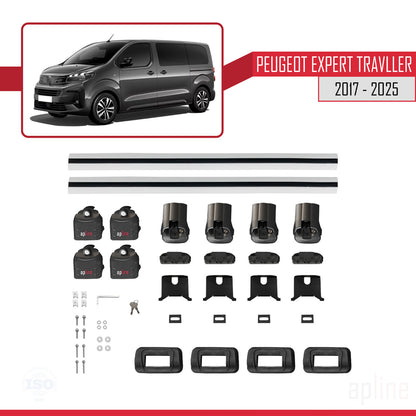 Kompatibel mit Peugeot Expert Traveller 2017-2025 ACE-3 Relingträger Dachträger Auto Gepäckträger Grau Aluminium 2 Stangen