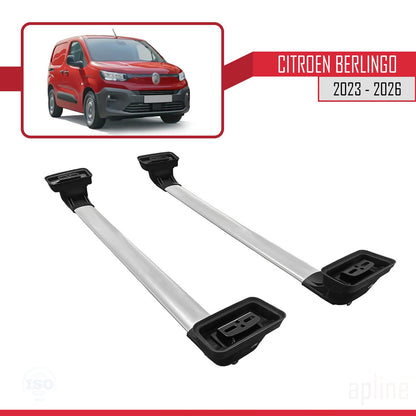 Compatible avec Citroen Berlingo 2023-2026 ACE-3 Barres de Toit Railing Porte-Bagages de Voiture Gris Aluminium 2 Barres