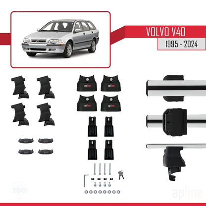 Kompatibel mit Volvo V40 1995-2004 ACE-4 Relingträger Dachträger Auto Gepäckträger Grau Aluminium 2 Stangen