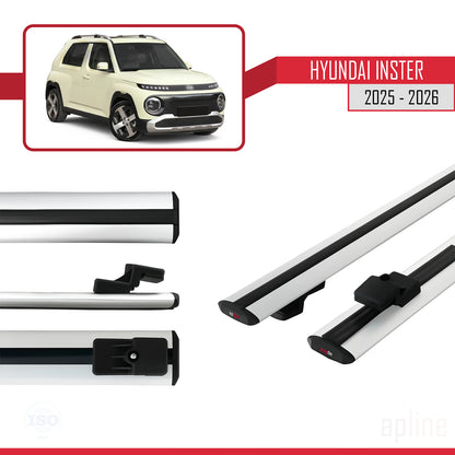 Compatible avec Hyundai Inster 2025-2026 BASIC Model Barres de Toit Railing Porte-Bagages de Voiture Gris Aluminium 2 Barres