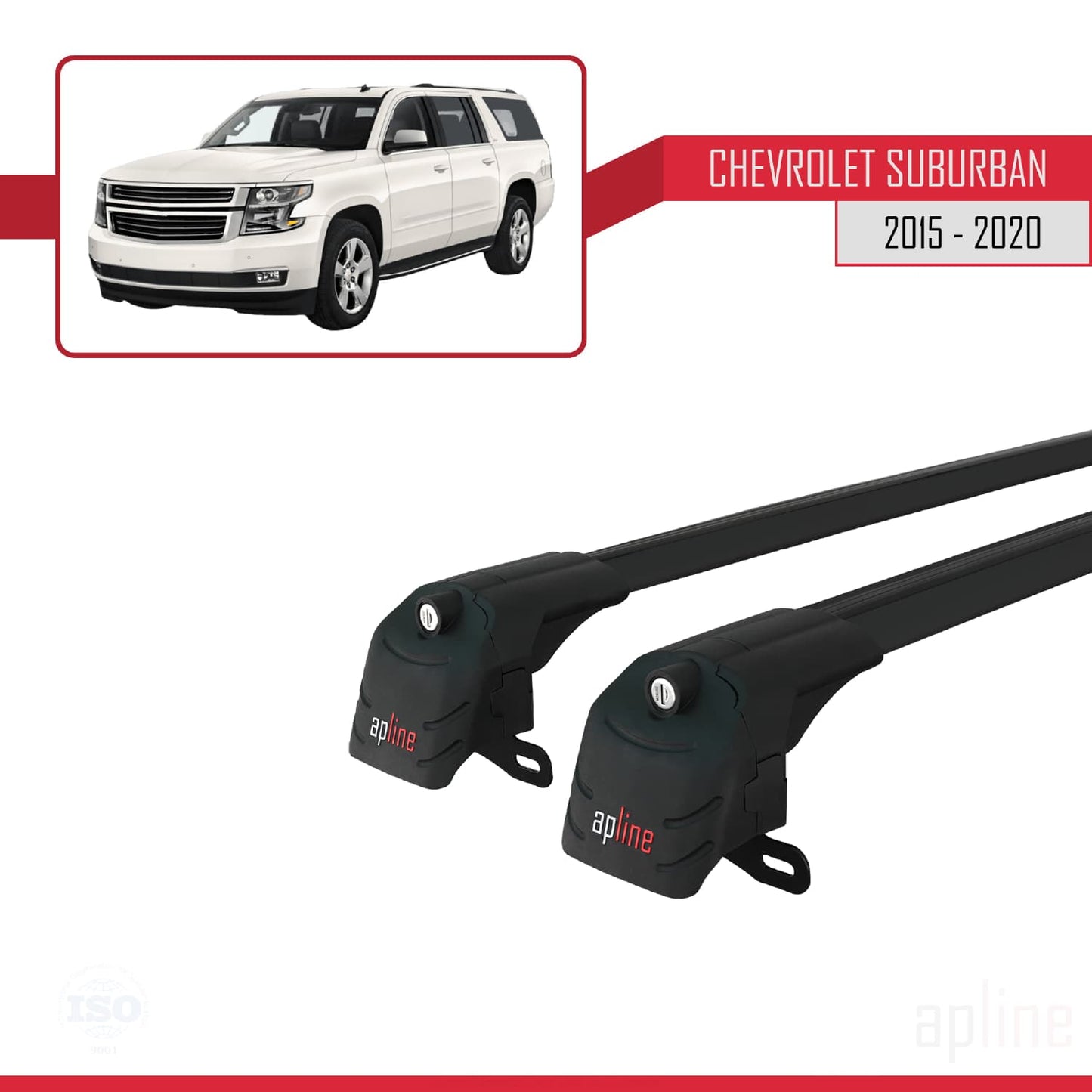 Compatible with Chevrolet Suburban 2015-2020 ACE-2 Car Roof Rack Cross Bar Black Aluminium 2 Bars