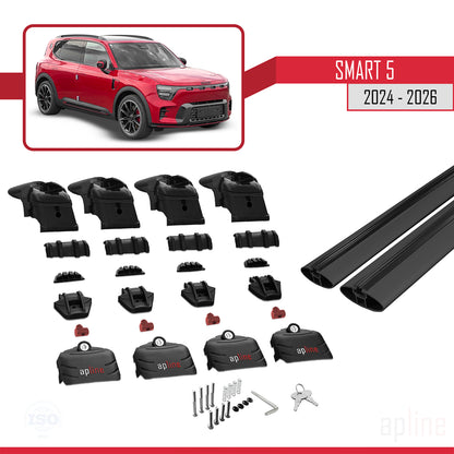Compatible avec SMART #5 2024-2026 ACE-2 Barres de Toit Railing Porte-Bagages de Voiture Noir Aluminium 2 Barres