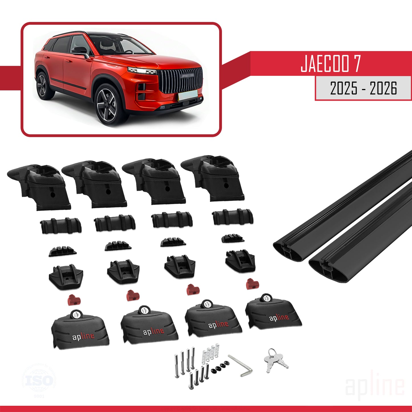 Compatible avec JAECOO 7 2025-2026 ACE-2 Barres de Toit Railing Porte-Bagages de Voiture Noir Aluminium 2 Barres