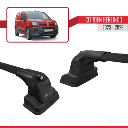 Compatible avec Citroen Berlingo 2023-2026 ACE-3 Barres de Toit Railing Porte-Bagages de Voiture Noir Aluminium 2 Barres