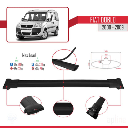 Passend für Fiat Doblo FLY Modell 2000-2009 Dachgepäckträger, schwarz