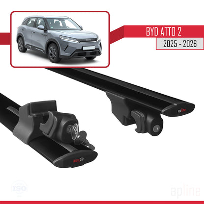 Compatible avec BYD Atto 2 2025-2026 HOOK Model Barres de Toit Railing Porte-Bagages de Voiture Noir Aluminium 2 Barres