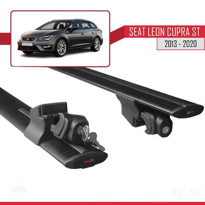 Compatible avec Seat Leon 3 (5F) Cupra ST 2013-2020 HOOK Model Barres de Toit Railing Porte-Bagages de Voiture Noir Aluminium 2 Barres