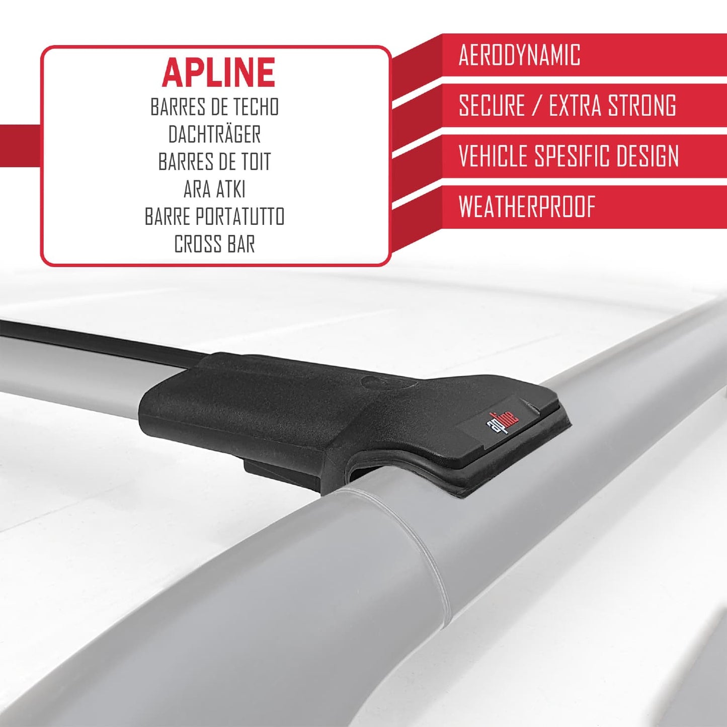 Compatible avec Suzuki Baleno 1995-2002 FLY Model Barres de Toit Railing Porte-Bagages de Voiture Gris Aluminium 2 Barres