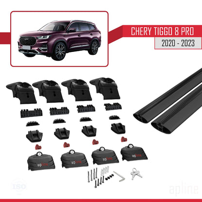 Compatible with Chery Tiggo 8 Pro 2020-2023 ACE-2 Car Roof Rack Cross Bar Black Aluminium 2 Bars