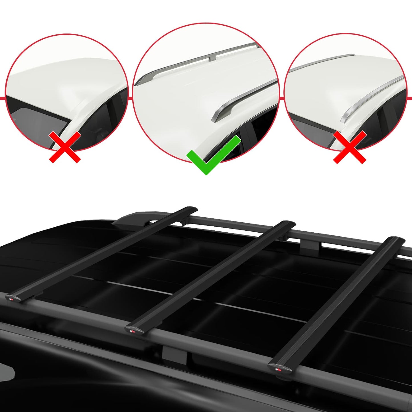Compatible avec Mercedes Classe GLS (X167) 2020-2025 BASIC Model Barres de Toit Railing Porte-Bagages de Voiture Noir Aluminium 3 Barres
