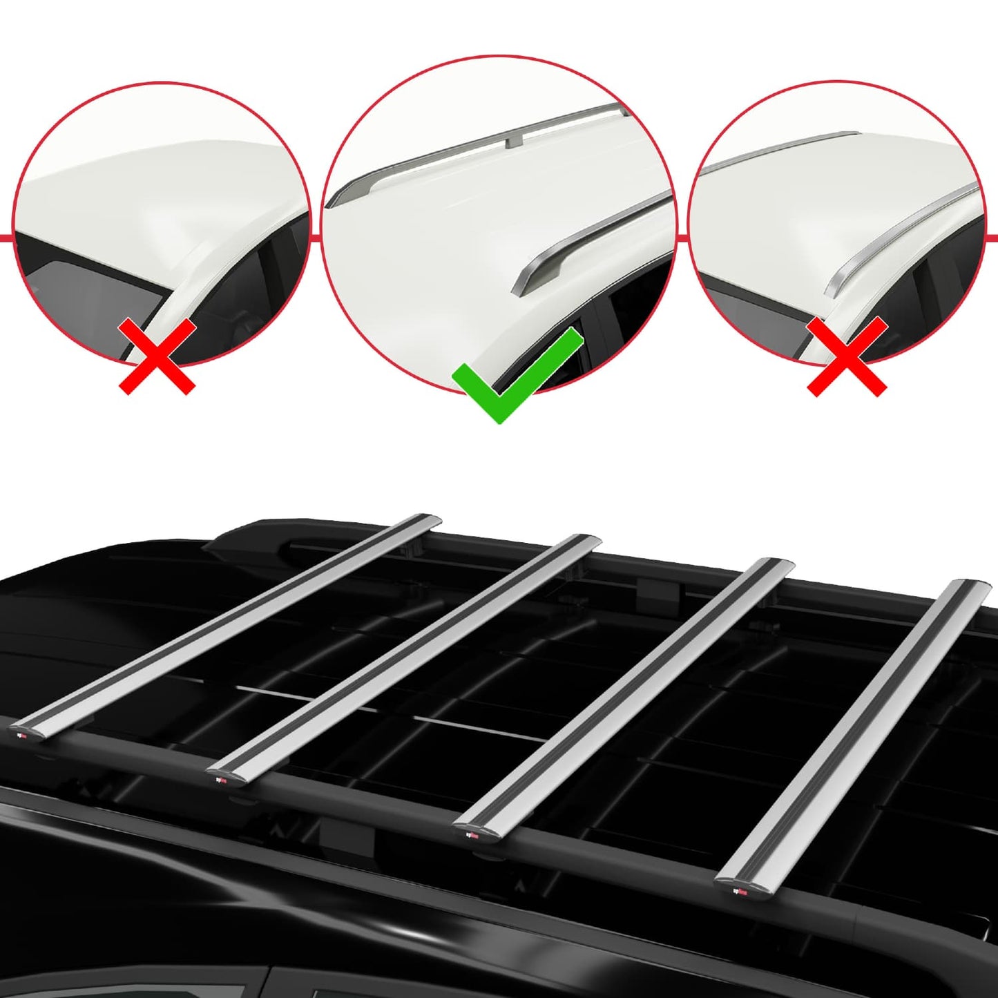 Compatible with Citroen Berlingo 3 (K9) 2019-2022 BASIC Model Car Roof Rack Cross Bar Grey Aluminium 4 Bars