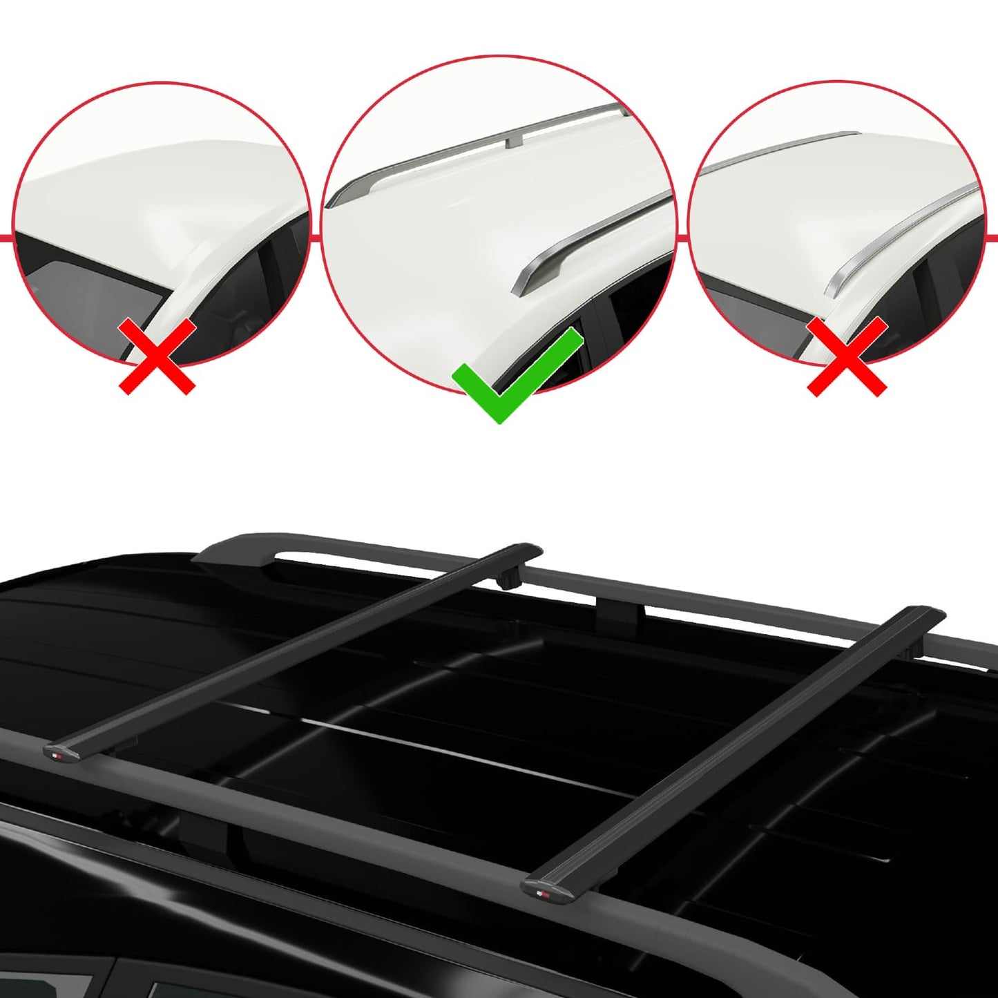 Compatible with Peugeot 407 SW 2005-2011 BASIC Model Car Roof Rack Cross Bar Black Aluminium 2 Bars