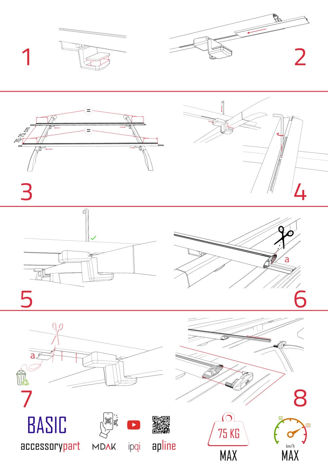 Compatible with Ford Expedition 2018-2024 BASIC Model Car Roof Rack Cross Bar Grey Aluminium 2 Bars