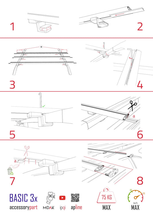 Compatible avec Ford Bronco Sport (CX430) 2021-2025 BASIC Model Barres de Toit Railing Porte-Bagages de Voiture Noir Aluminium 3 Barres