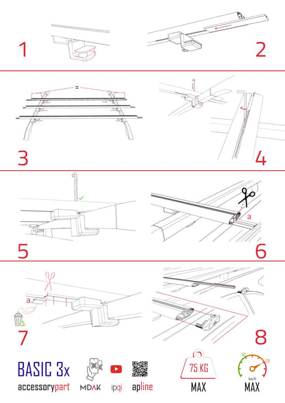 Compatible with Ford Expedition 2018-2024 BASIC Model Car Roof Rack Cross Bar Grey Aluminium 3 Bars