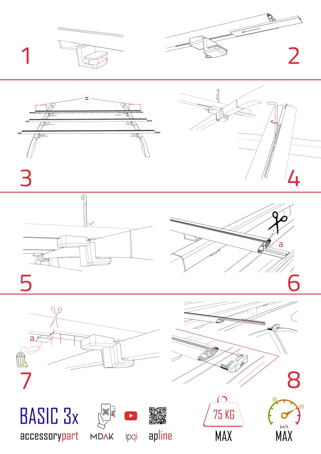 Compatible avec Peugeot Boxer 2 2007-2025 BASIC Model Barres de Toit Railing Porte-Bagages de Voiture Gris Aluminium 3 Barres