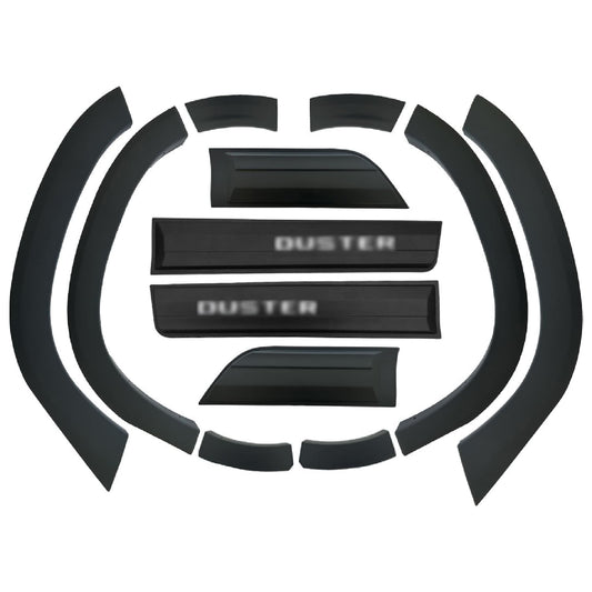Passend für Dacia Duster 2018–2024: Kotflügelschutz, Radlaufschutz, Stoßstangenschutz, Schmutzfänger und Seitenschutz, Karosserieschutz-Set, SCHWARZ