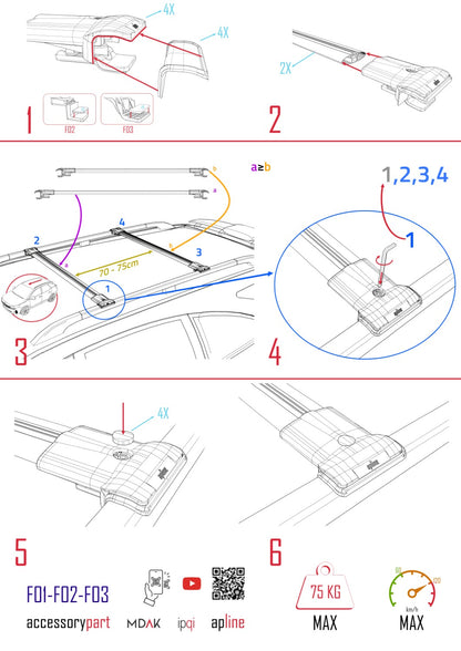 Kompatibel mit Cupra Formentor 2020-2025 FLY Modell Dachgepäckträger, graues Aluminium, 2 Stangen